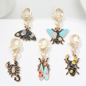 New <strong>Oil</strong> Drip Metal Mini Bee Butterfly <strong>Scorpion</strong> Cicada Insect Versatile Bag Clothing Decoration Metal Keychain - Product Image 2