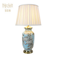 Bonne Qualité Bleu Lampe de Bureau En Céramique, Motif De Fleurs Led E27 Lampe de Table Décorative à la Maison Fabriqué En Chine