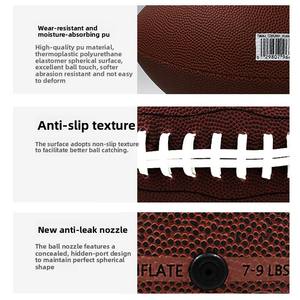 Ballon de football américain professionnel en cuir PU avec logo personnalisé, taille 9, style rugby, chambre à air en caoutchouc grainé pour l'entraînement - Product Image 3