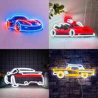 Enseigne néon LED voiture de course, décoration murale pour chambre de garçons, étanche, à intensité variable, en plastique acrylique, personnalisable, pour chambre à coucher et salle de jeux