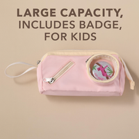 Étui à crayons mignon, grande capacité, sac de papeterie avec badge personnalisé pour filles