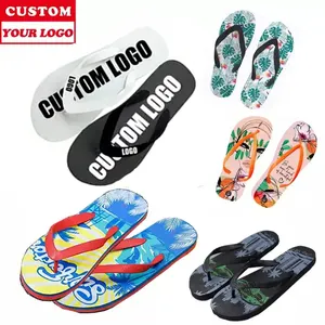 Gepersonaliseerde Designer Custom Printing Logo Zomer Slippers Voor Mannen Anti Slip Unisex Comfortabele Mannen Strand Flip-Flops Slippers