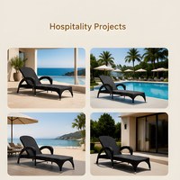 Chaise longue de piscine d'hôtel de plage avec roulettes, chaise longue incurvée durable pour complexe hôtelier en plein air