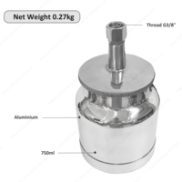 Pot de peinture en aluminium de 750 ml avec filetage G3/8, outil pneumatique de remplacement, réservoir de liquide à alimentation par siphon pour pistolet de pulvérisation à air