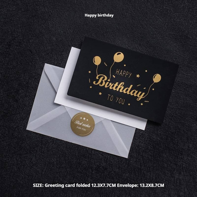 Feliz cumpleaños (sobre+tarjeta de felicitación+pegatina)-negro