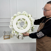 Couronne murale de Noël en roses artificielles roses et pivoines, vente en gros d'usine à prix abordable