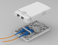 Boîtier de terminaison murale FTTH pour fibre optique, 2 ports, adaptateur SC/LC, couvercle à encliquetage, cassette de raccordement à charnière, intérieur