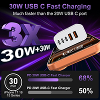 Bloc chargeur USB C à charge rapide, chargeur de téléphone 60W, adaptateur secteur USBC, chargeur multiport 5 ports type C à charge rapide