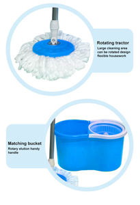 Ensemble Serpillière et <span class=keywords><strong>Seau</strong></span> Double 2-en-1 <span class=keywords><strong>Rotatif</strong></span> à 360° en Plastique Bleu Premium avec Essoreuse pour Serpillière Rotative - Product Image 4