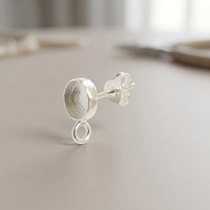 Open Loop 6mm Setting 18K Gold Plated Sterling Silver <b>Earring</b> <b>Hooks</b> Made Stainless Steel Brass Gold Plated Steel Jewelry SBF0905 - Product Image 3