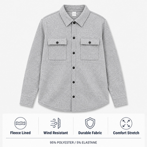 Men's <b>Fleece</b> <b>Lined</b> Shirt <b>Jacket</b> Warm Wind Resistant Long Sleeve Button Down Shacket with Chest Pockets for Winter - Product Image 3