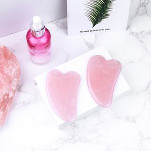 Logo personalizzato vero naturale di cristallo rosa a forma di V massaggiatore <span class=keywords><strong>viso</strong></span> Guasha all'ingrosso rosa quarzo giada <span class=keywords><strong>pietra</strong></span> faccia Gua Sha strumento per la cura della pelle Gua Sha - Product Image 2