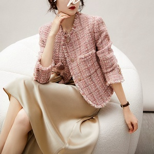 Áo khoác ngắn thời trang và thanh lịch của phụ nữ Mỹ Thu Đông Mới sang trọng Áo khoác ngắn bằng vải tuýt thô có mùi thơm nhỏ - Product Image 5