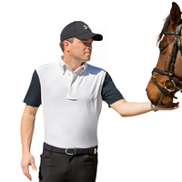 B31 personnalisable messieurs à manches courtes équestre bouton polo séchage rapide poids léger hommes équitation couche de base