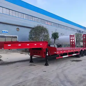 Sıcak satış özellikleri düşük yatak kamyon römork 40ft konteyner taşıyıcı 60 ton low loader yarı römork