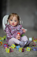 NPK 24 pulgadas bebé recién nacido Niño muñeca Reborn Lottie princesa niña realista tacto suave 3D piel arte muñeca con pelo de raíz de mano