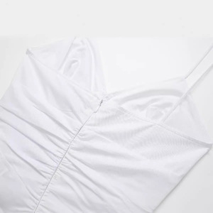 2024 été Fine ceinture nouveau produit transfrontalier femmes col en v blanc nœud décoration coupe-vent tissu robe courte - Product Image 3