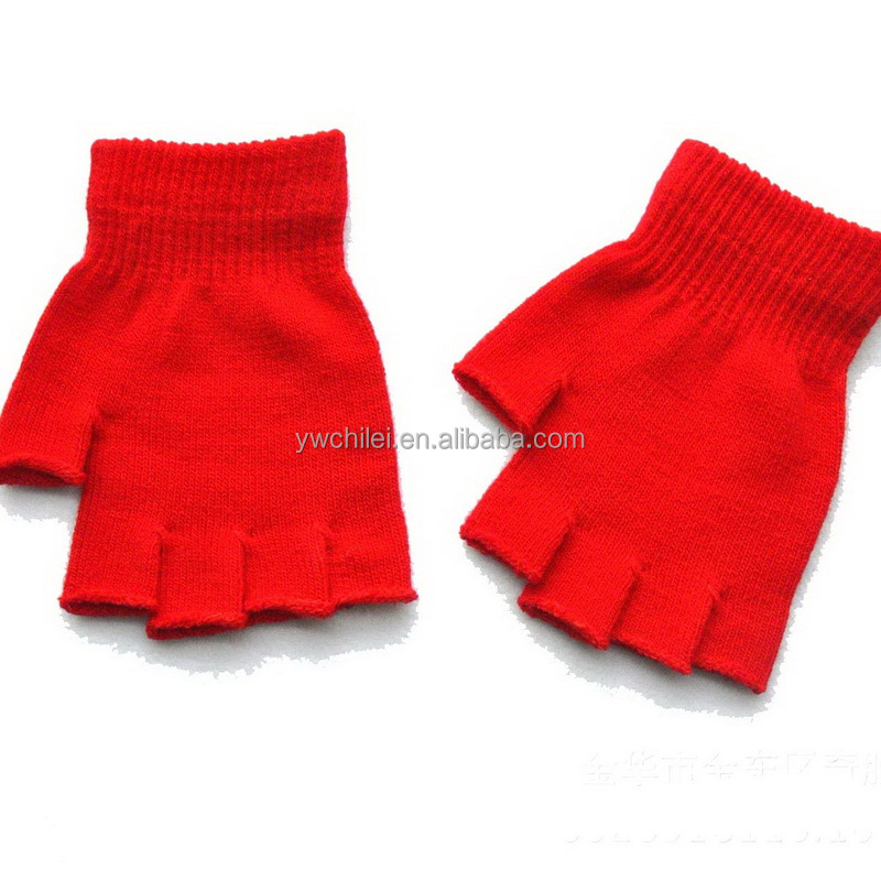 Перчатки с полупальцами зимние однотонные вязаные перчатки для набора текста