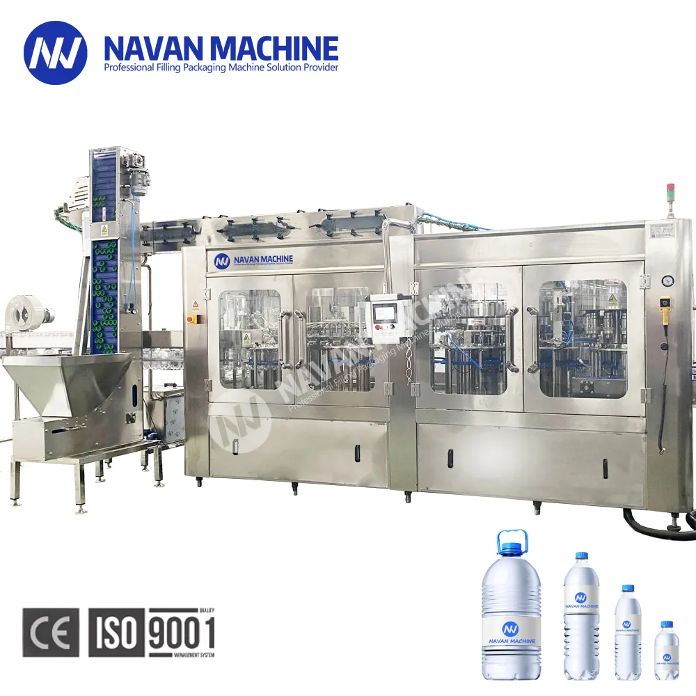 آلة ملء المياه المعدنية والزجاجات البلاستيكية الأوتوماتيكية بالكامل 3 في 1 بسعر خاص من المصنع