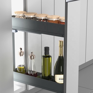 Modern 2-Tier 150mm Pull-Out <b>Unit</b> for Kitchen <b>Storage</b> Soft Close Slide Bottle Rack for In-Cabinet Metal Plate Base Cabinet 02.2A - Product Image 1
