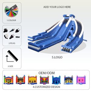 Tobogán acuático inflable de alta velocidad de estilo libre azul gigante comercial para parques de atracciones al aire libre - Product Image 3