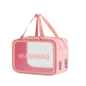 Bolsa de aseo de gran capacidad, impermeable, con separación de ropa seca y húmeda, rectangular, transparente, con letras, bolsa de almacenamiento para uso diario - Product Image 1