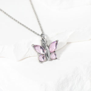 Popüler zirkon kelebek kül tutucu anıt kremasyon Urn kolye kolye için Pet/insan külleri - Product Image 2