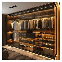 CBMmart Dressings sur mesure noirs pour hommes, armoires de luxe pour chambre à coucher avec éclairage, meubles modernes, dressing