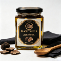 Étiquettes personnalisées de luxe en feuille d'or découpées à la forme, autocollantes, pour l'emballage de pots de truffes noires et la présentation de produits gastronomiques