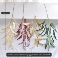 Feuilles d'eucalyptus artificielles pour la maison, feuillage multi-branches en tissu de soie vert automnal, verdure de mariage en gros