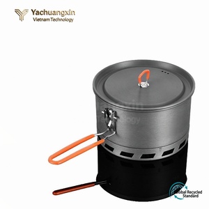 Casserole de camping en acier inoxydable 3-4L portable avec couvercle et poignée orange pour cuisinières à gaz et à induction - Product Image 3