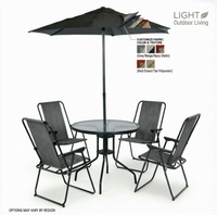 Maßgefertigtes Outdoor-Set mit Wasserdichten 4-Sitzer Klappstühlen, Esstischen für Cafés, Garten- und Terrassenmöbel-Set mit Sonnenschirm