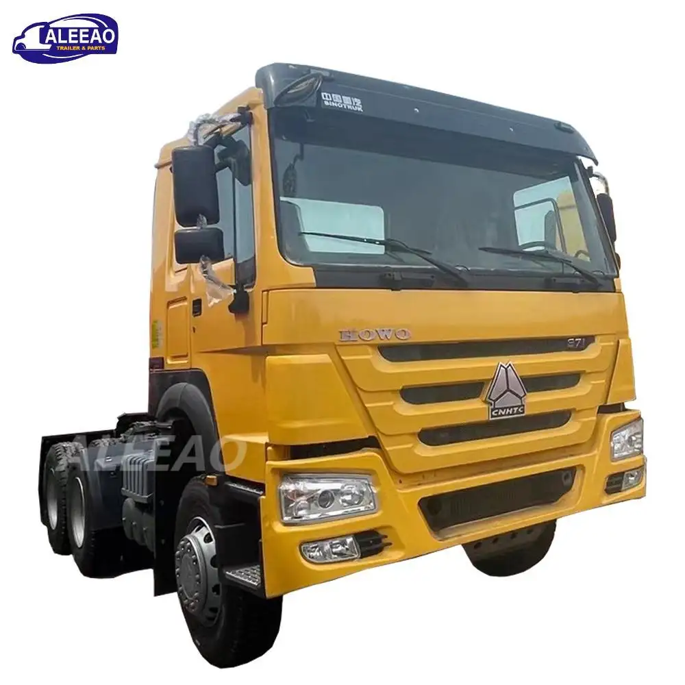 HOWO kullanılan 6X4 371HP Euro2 traktör 10 tekerlekler kamyon kafa HW76 kabin kamyon traktör satılık
