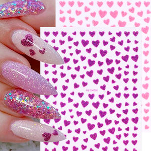 1 autocollant pour ongles en forme de cœur brillant avec paillettes, 3D, <span class=keywords><strong>rouge</strong></span>, violet, or, rose, argent, adhésif, pour la Saint-Valentin, <span class=keywords><strong>manucure</strong></span> - Product Image 3