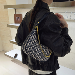 Винтажная женская сумка-Кроссбоди для подмышек, модная 2025, полиуретановая застежка на молнии, с двумя ремешками, геометрическим узором, цепочка Portable.<span class=keywords><strong>8037</strong></span> - Product Image 4