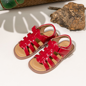 공장 도매 여름 신상 아동 플랫 로마 샌들 단색 소프트 솔 안티슬립 샌들 - Product Image 5