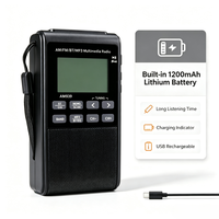 Radio Digital AM/FM Portabel dengan Pemutar MP3, Penyetelan Otomatis ATS, 6 Mode EQ & Baterai 200mAh Terpasang