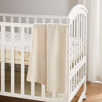 Couverture pour bébé en tricot de coton peigné Magic Green Taupe Plain Luxury Edge Couvertures de couleur personnalisée pour nouveau-nés bébé