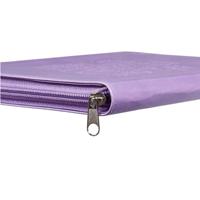 Carnet de notes personnalisé avec impression inspirante, verset biblique, couverture souple lilas gaufrée, fermeture éclair personnalisée, pour la gestion quotidienne de soi