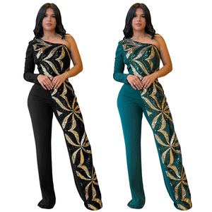 Combinaison pantalon <span class=keywords><strong>longue</strong></span> à sequins sans bretelles pour femme, idéale pour les soirées d'été – Ensemble une pièce - Product Image 5