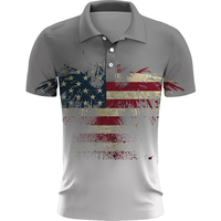 Chemises Polo pour Hommes Jour de l'Indépendance, T-shirts Décontractés de Golf, Hauts Boutonnés Imprimés 3D, T-shirts à Manches Courtes pour Hommes pour les Fêtes