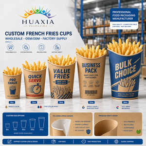 Vasos de Cartón Kraft Personalizados Directo de Fábrica para Papas Fritas, para Servicios de Catering y Comedores Escolares, Empaque Reciclable, MOQ Bajo - Product Image 1