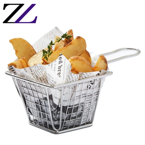 Soporte de acero inoxidable para patatas fritas, mini cestas de comida rápida a prueba de freír, hamburguesa, patatas fritas, alas de <span class=keywords><strong>pollo</strong></span>, cestas de servicio cónicas - Product Image 6