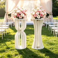 Support à gâteau rond en PVC à base ondulée, décoration colonne romaine pour mariage, anniversaire, artisanat