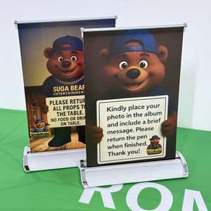 Desktop Roll-Up Werbebanner A4 Tragbarer Einziehbarer Aluminium-Rahmen Werkzeugfreie Montage für Werbung und <span class=keywords><strong>Promotion</strong></span> - Product Image 3