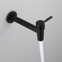 Robinet de machine à laver moderne et minimaliste noir à poignée unique, ensemble de douche 4 points, en acier inoxydable 304 avec tuyau blanc