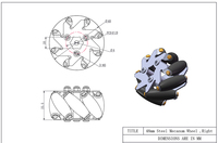 Ensemble de roues Mecanum en acier inoxydable de 48 mm avec 2 mouvements omnidirectionnels gauche et 2 droit pour voiture robot 14209