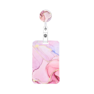 New marble crackled <b>ID</b> badge <b>holder</b> with double-sided UV-printed hot stamping textured access control protective sleeve - Product Image 5