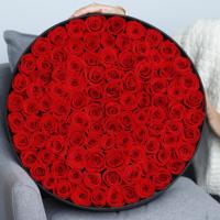 Lovebay Rose naturelle véritable pour la fête des mères Cadeaux de Noël Grande rose éternelle Fleurs éternelles conservées 99 roses Boîte cadeau conservée