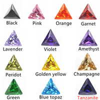 3x3mm-12x12mm, améthyste/d-améthyste, coupe triangulaire, zircone cubique, pierres précieuses synthétiques en vrac, coupe à facettes, forme triangulaire, pierres CZ